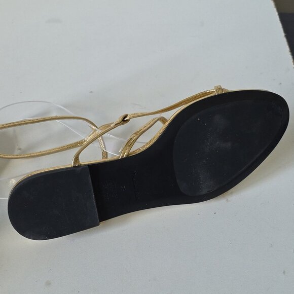 MASSIMO DUTTI | Gold Metallic Sandals Leather Sz 36 - Picture 4 of 4